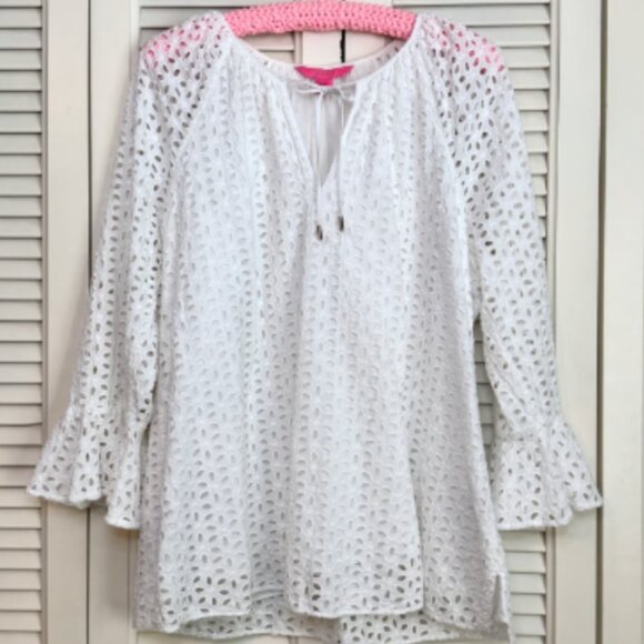 Lilly Pulitzer Eyelet Resort White Tunic - XL - Picture 1 of 7